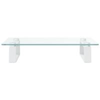 VidaXL Monitorstandaard 40x35x8 cm gehard glas en metaal wit - thumbnail