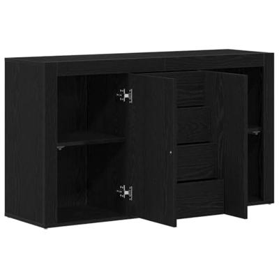 Dressoir met lade Zwart eiken 120 x 36 x 69 cm Bewerkt hout