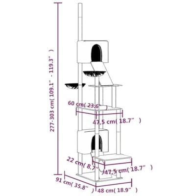VidaXL Kattenmeubel vloer tot plafond 277-303 cm donkergrijs - thumbnail
