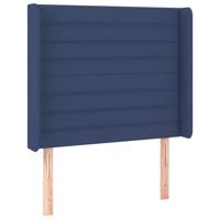 Hoofdbord met randen 83x16x118/128 cm stof blauw - thumbnail