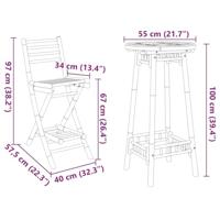 3-delige Barset voor buiten opvouwbaar bamboe - thumbnail