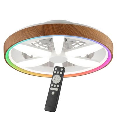 Brilliant Hout-look plafondventilatorGaiano met RGB lamp - G80935/76