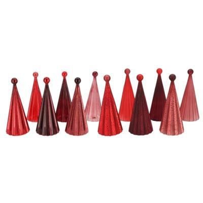 Beeld kerstboom serie Twinkle LED op batterij glas rood 22 cm 12 assorti | 12 stuks