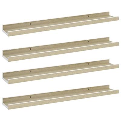 VidaXL Wandschappen 4 st 60x9x3 cm wit en sonoma eikenkleurig