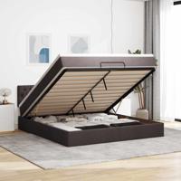 Ottoman bed met matras 160x200cm stof donkerbruin - thumbnail