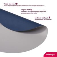 Cookinglife Placemats - Dubbelzijdig - Vegan leer - Grijs / Blauw ø 38 cm - 6 Stuks - thumbnail