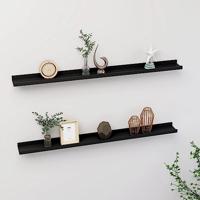 VidaXL Wandschappen 2 st 100x9x3 cm zwart - thumbnail