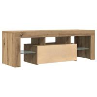 Tv-meubel met LED 120x36,5x40 cm bewerkt hout artisanaal eiken - thumbnail