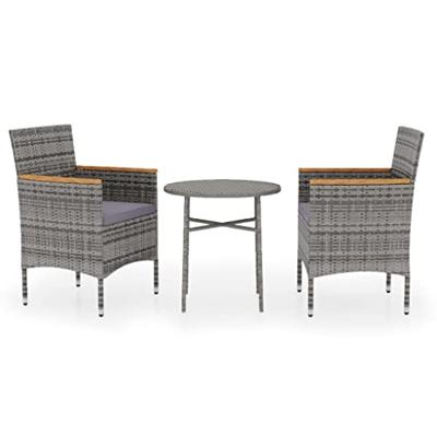 3-delige Tuinset poly rattan grijs