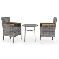 3-delige Tuinset poly rattan grijs - thumbnail