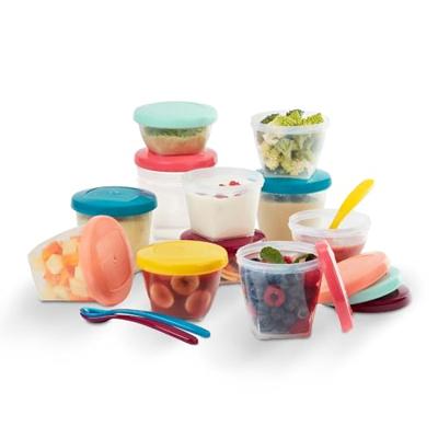 Set van 12 hermetisch afgesloten bakjes + 3 soepele lepels BABYMOOV Babydols Multi Set meerdere kleuren - thumbnail