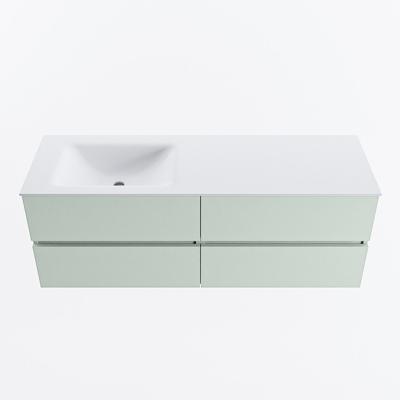 MONDIAZ VICA 140cm badmeubel onderkast Greey 4 lades. Wastafel CLOUD links zonder kraangat, kleur Talc.