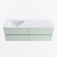 MONDIAZ VICA 140cm badmeubel onderkast Greey 4 lades. Wastafel CLOUD links zonder kraangat, kleur Talc. - thumbnail