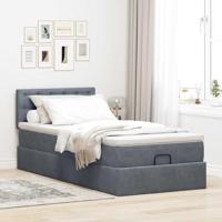 Ottoman bed met matras 90x200cm fluweel donkergrijs - thumbnail