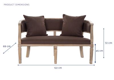 Sofa DKD Home Decor Bruin Linnen Rubberwood Traditioneel (122 x 69 x 72 cm)