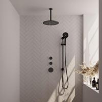 Brauer Black Carving Thermostatische Regendoucheset Inbouw - Hoofddouche 30 cm - Handdouche 3 Standen - Doucheslang - Geintegreerde Glijstang - Mat Zwart - thumbnail
