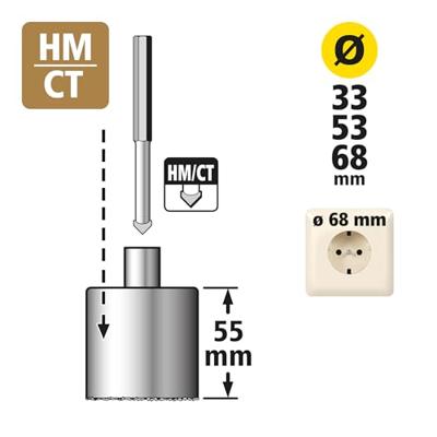 Wolfcraft Gatenzaagset | HM | Ø33, Ø53, Ø68 mm | 5-delig - 1003000 Wolfcraft Gatenzaagset | HM | Ø33, Ø53, Ø68 mm | 5-delig - 1003000