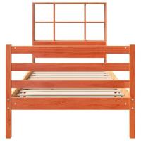 Bed met boekenkast zonder matras hout wasbruin 100x200 cm - thumbnail