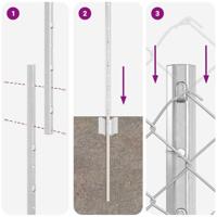 VidaXL Hek met paal zilver 1 x 10 m staal - thumbnail