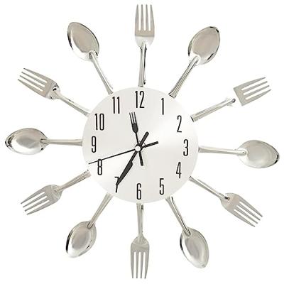 VidaXL Wandklok lepel-en-vork 31 cm aluminium zilverkleurig
