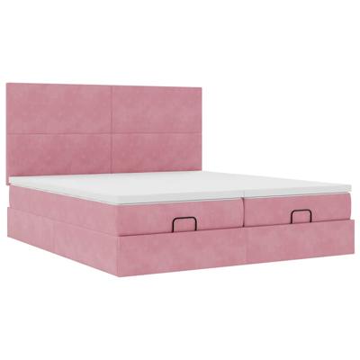 Ottoman bed met matrassen 180x200cm fluweel roze