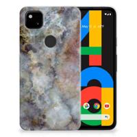 Google Pixel 4a TPU Siliconen Hoesje Marmer Grijs - thumbnail
