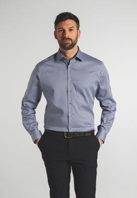 Eterna Heren Overhemd Navy Micro Print Borstzak Modern Fit