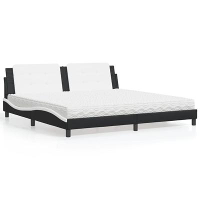 Bed met matras "Zadar" kunstleer zwart en wit 200x200 cm