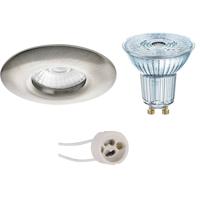 LED Spot Set - LEDVANCE Parathom PAR16 930 36D - Pragmi Luno Pro - Waterdicht IP65 - GU10 Fitting - Dimbaar - Inbouw Rond - Mat Nikkel - 3.4W - Warm Wit 3000K - Ø82mm - thumbnail