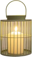 Anna's Collection lantaarn met kaars op batterij 15 x 18cm, olijf - thumbnail