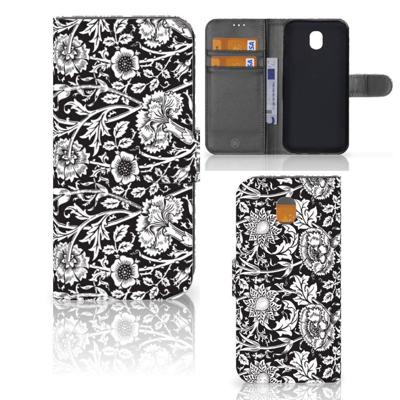 Samsung Galaxy J5 2017 Hoesje Black Flowers Samsung Galaxy J5 2017 Hoesje Black Flowers