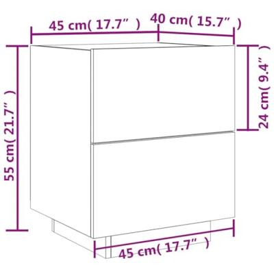 nachtkastje met LED-verlichting bewerkt hout gerookt eikenkleur