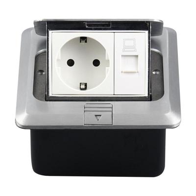 Verborgen pop-up aluminium computer vloer socket met cover onder vak EU plug