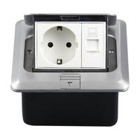 Verborgen pop-up aluminium computer vloer socket met cover onder vak EU plug - thumbnail