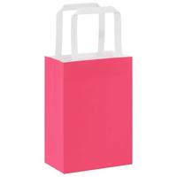 VidaXL Papieren zakken 250 st met hengsels 15x8x21 cm roze - thumbnail