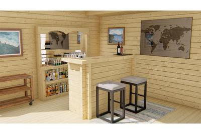 Bar met kabinet 180x72,4x127,3 cm- - Onbehandeld vurenhout- Tuindeco Bar met kabinet 180x72,4x127,3 cm- - Onbehandeld vurenhout- Tuindeco