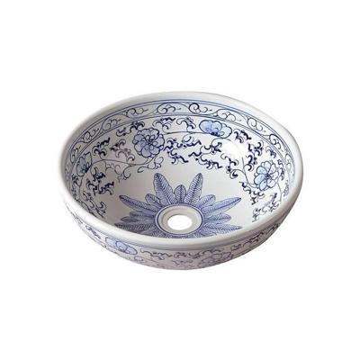 Waskom Sapho Priori Rond 42x15 cm Keramiek Bloemenpatroon Blauw / Wit Sapho