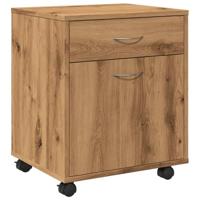 Rolkast 45x38x54 cm bewerkt hout artisanaal eikenkleur - thumbnail