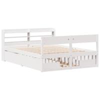 Bedframe zonder matras massief grenenhout wit 140x190 cm - thumbnail
