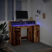 Bureau met LED-verlichting 120x55x91 cm bewerkt hout oud hout - thumbnail