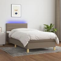 Boxspring met matras en LED stof taupe 90x190 cm - thumbnail