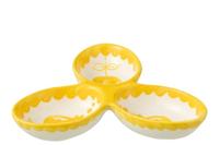 J-Line Apero Dish Granada Clover Ceramic White Yellow - thumbnail