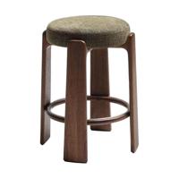 Kave Home Granite barkruk H65 zonder rugleuning chenille Groen/walnoot - thumbnail