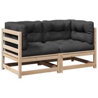 2-delige Loungeset met kussens massief grenenhout - thumbnail