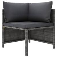 5-delige Loungeset met kussens poly rattan grijs - thumbnail