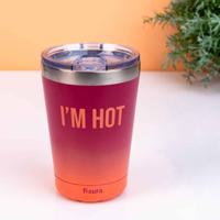 Koffiemok thermosbeker - I'm Hot/rood oranje - thumbnail