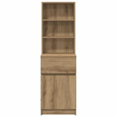 Nachtkastje 39x35x125 cm bewerkt hout artisanaal eikenkleur