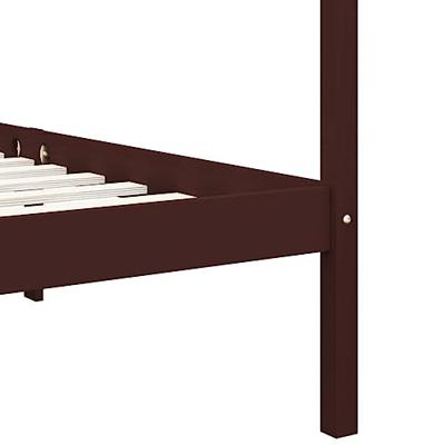 Hemelbedframe massief grenenhout donkerbruin 90x200 cm Hemelbedframe massief grenenhout donkerbruin 90x200 cm