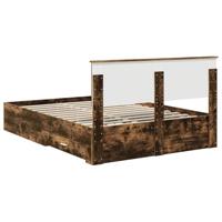 Bedframe met hoofdeinde Gerookt eiken 140 x 190 cm Bewerkt hout - thumbnail