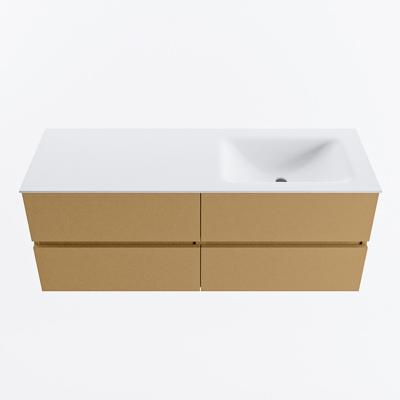 MONDIAZ VICA 130cm badmeubel onderkast Oro 4 lades. Wastafel CLOUD rechts zonder kraangat, kleur Talc.